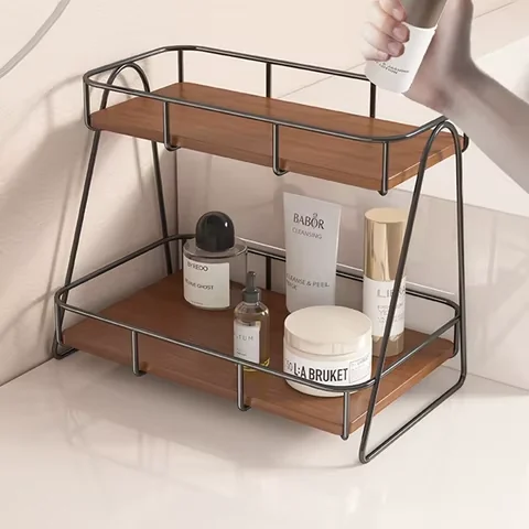 Desktop Wood & Metal Storage Rack