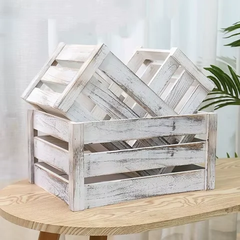Slatted Wooden Storage Crate